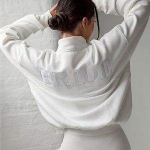 Six Stories Bride Statement Quarter Zip Sweatshirt - White